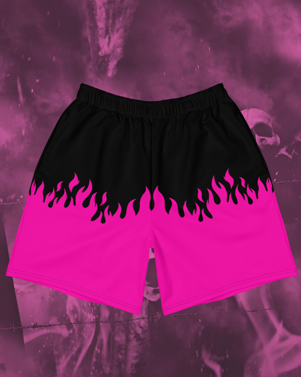 CHALLENGER FIRE SHORTS（Lt PINK/WHITE）M Hellstar Flame Shorts Pink White – Endless Supply