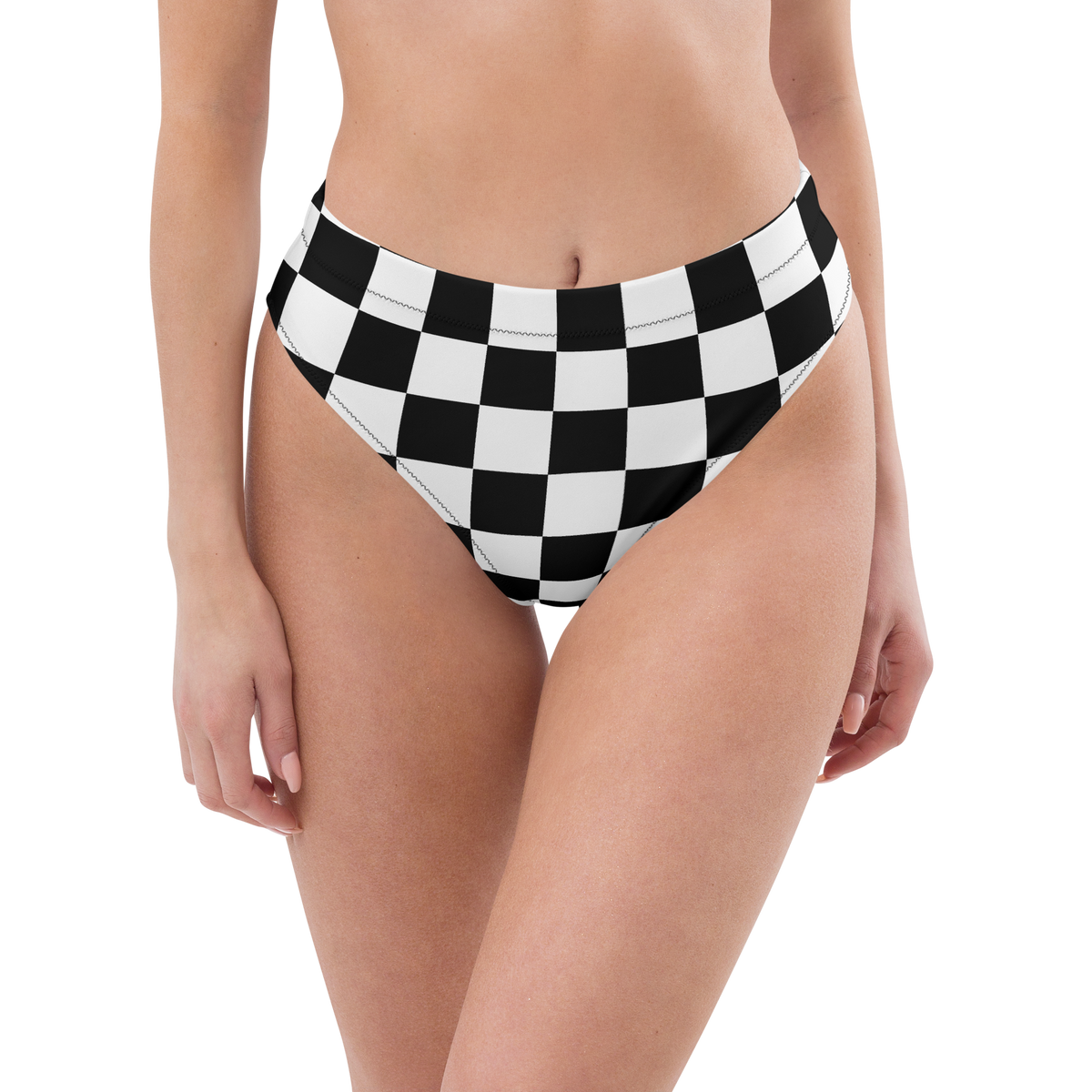 White Wavelength Checkered High Waisted Bikini Bottom Rebel Youth