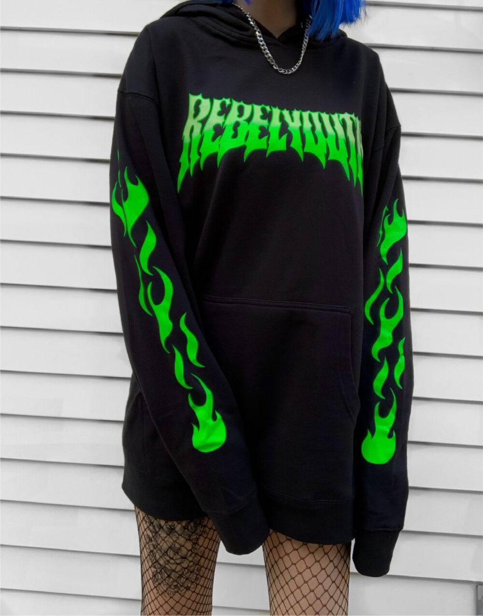 Green flame online hoodie