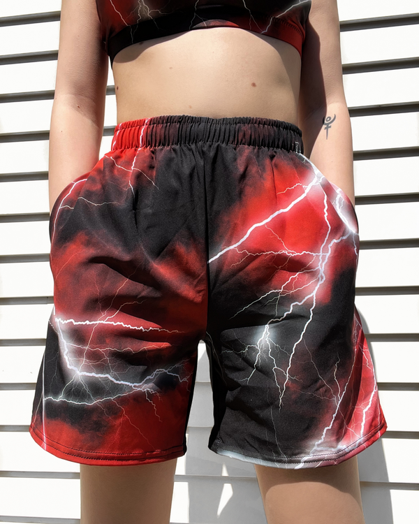Red Lethal Lightning Athletic Shorts