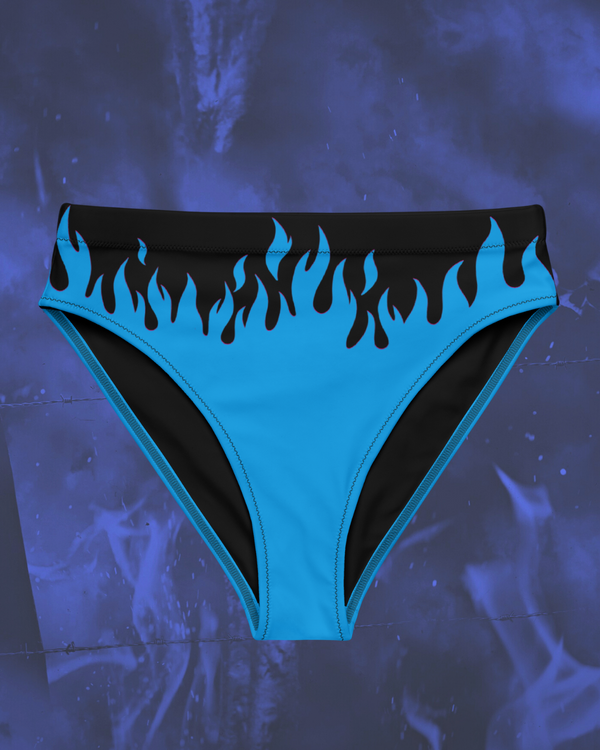 Blue Hotter Than Hell High-Waisted Bikini Bottom