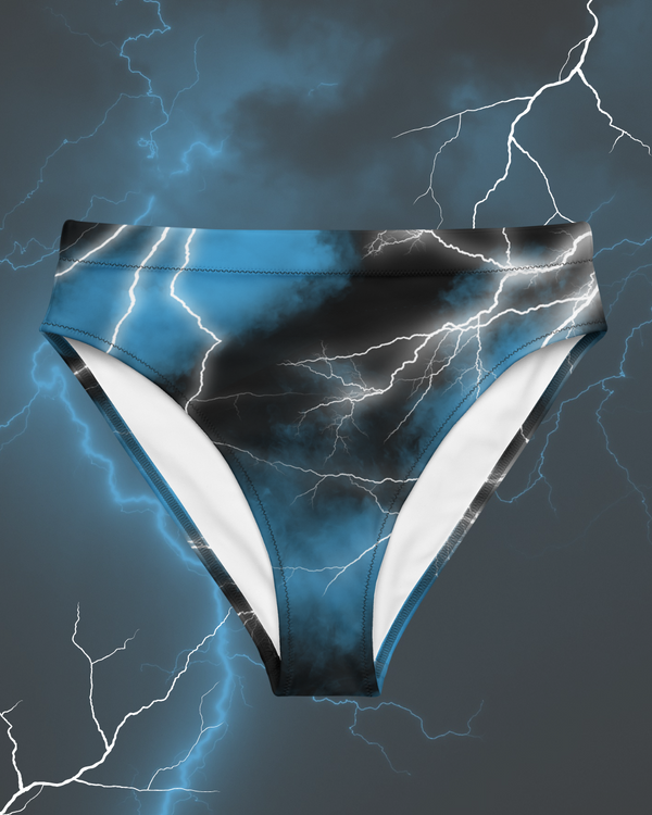 Blue Lethal Lightning High-Waisted Bikini Bottom