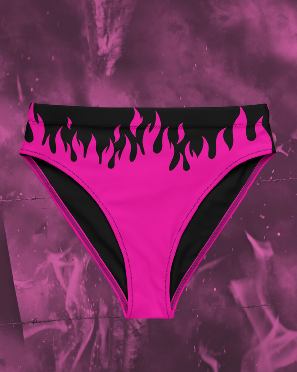 Pink Hotter Than Hell High-Waisted Bikini Bottom