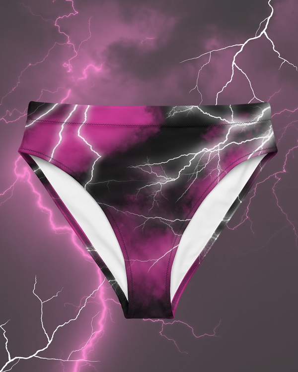Pink Lethal Lightning High Waisted Bikini Bottoms
