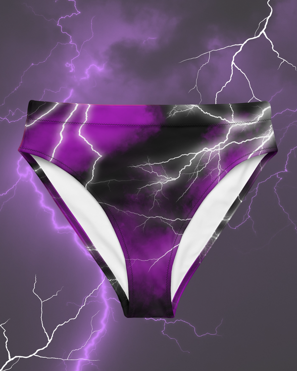 Purple Lethal Lightning High Waisted Bikini Bottoms