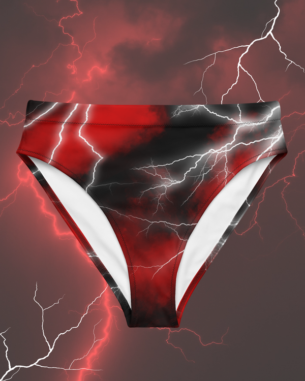 Red Lethal Lightning High Waisted Bikini Bottoms