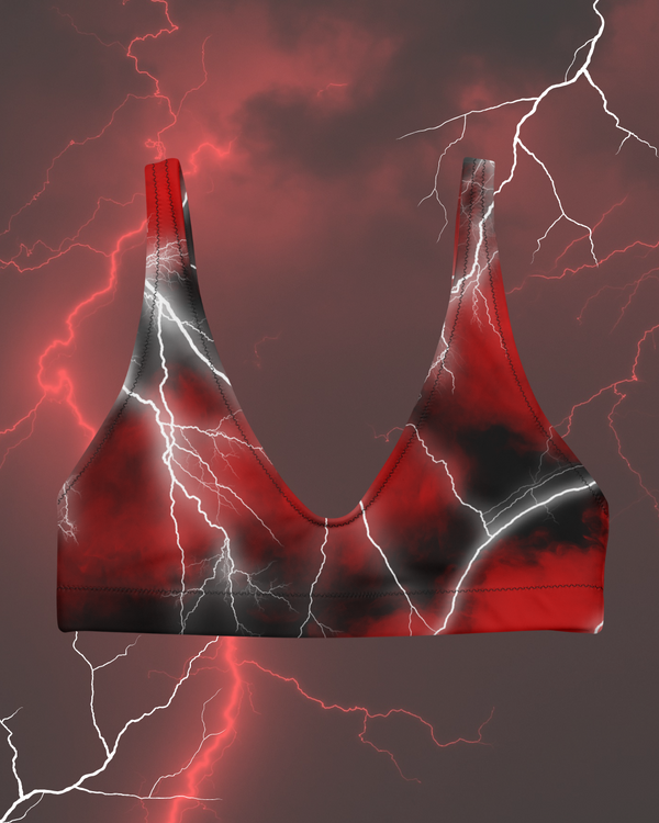 Red Lethal Lightning Bikini Top