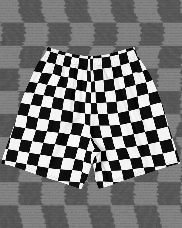 White Wavelength Checkered Athletic Shorts