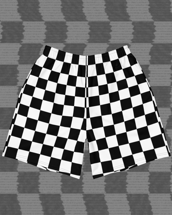 White Wavelength Checkered Athletic Shorts