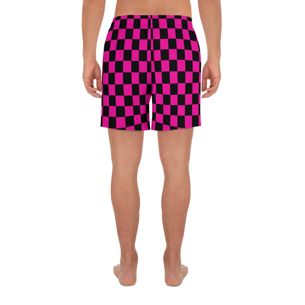 Pink Wavelength Checkered Athletic Shorts