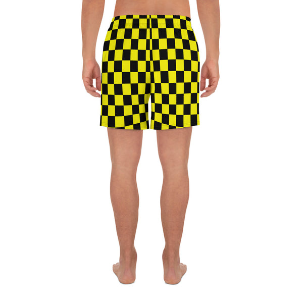 Yellow Wavelength Checkered Athletic Shorts