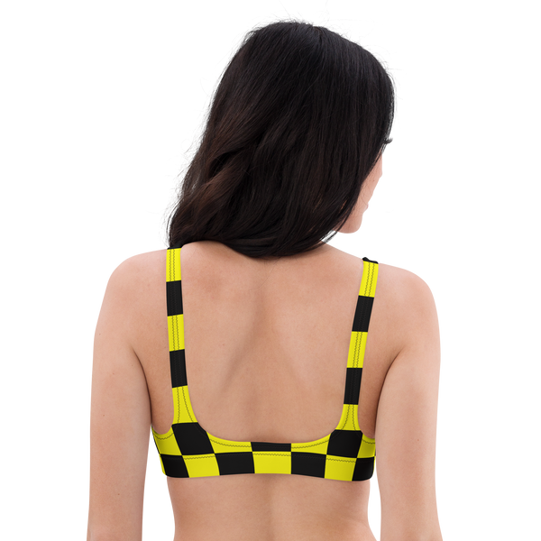 Yellow Wavelength Checkered Bikini Top