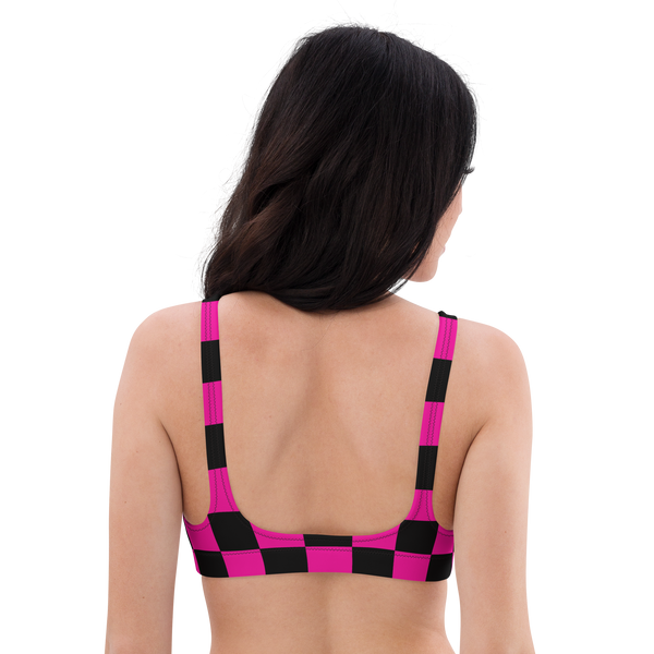 Pink Wavelength Checkered Bikini Top