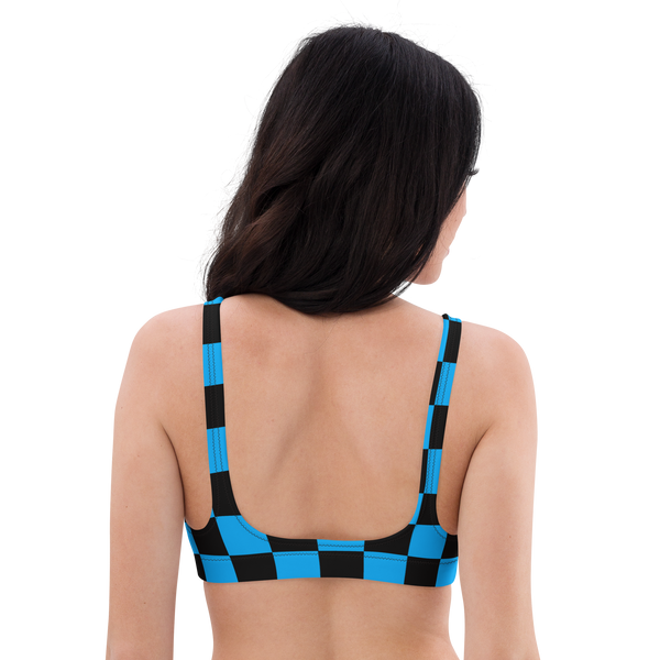 Blue Wavelength Checkered Bikini Top